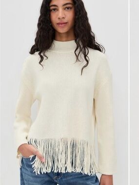 Small Rails Lise Fringed Mock-Neck Sweater